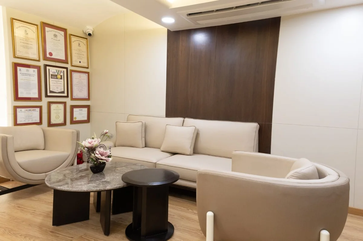 NeoVision lounge with international awards wall
